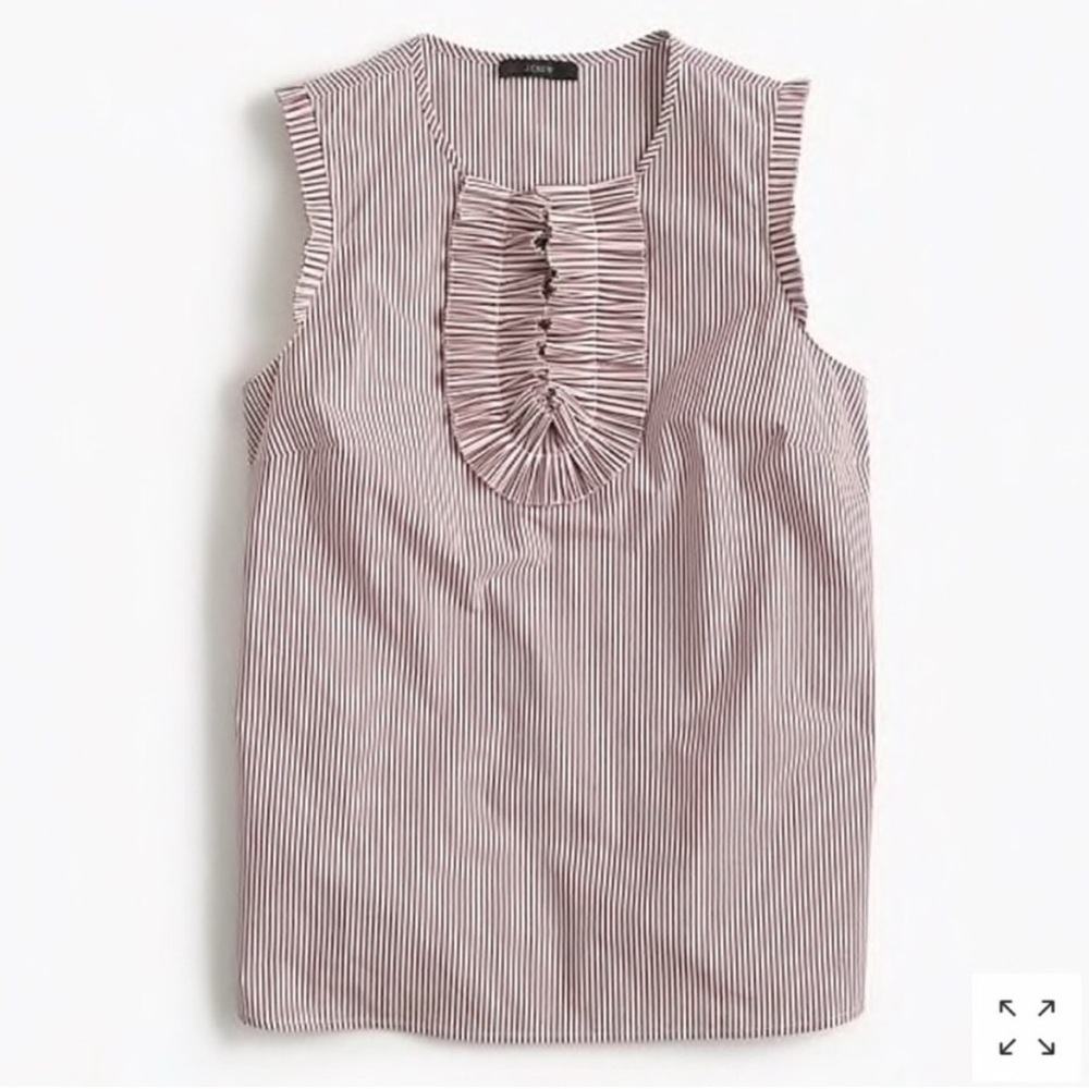 J Crew Margot burgundy and white striped sleeveless blouse size 2